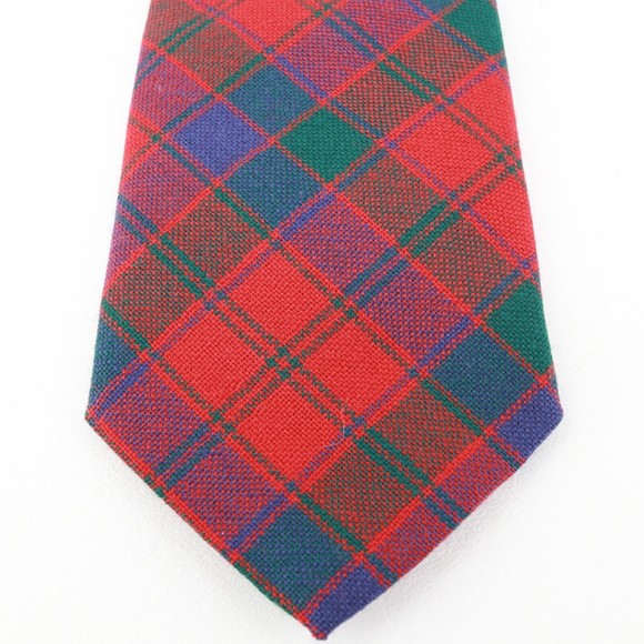 Ingles Buchan Tie Men Red Blue Green Plaid Wool Classic Scotland - Picture 2 of 12